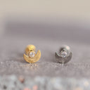 Titanium Crescent Moon Flat Back Stud - Internally Threaded