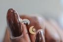 Titanium Crescent Moon Flat Back Stud - Internally Threaded