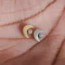 Titanium Crescent Moon Flat Back Stud - Internally Threaded