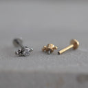 16G Titanium CZ Quad Ball Studs | Internally Threaded Flat Back