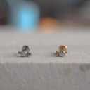 16G Titanium CZ Quad Ball Studs | Internally Threaded Flat Back