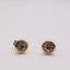 Mini CZ Stud Earrings –  4mm Gold PVD Stainless Steel, Gold stud earrings with clear gemstones on a light grey background