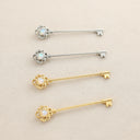 Industrial Ear Scaffold Barbell – Opal Heart Key Design.