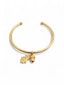 Acorn charm open bangle bracelet in 18K gold plated sterling silver