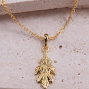 Sculpted Oak Leaf Pendant Necklace