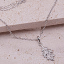 Sculpted Oak Leaf Pendant Necklace