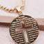 Close-up of The Lord’s Prayer Cross Necklace showing engraved prayer text and cut-out cross detail