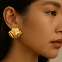 Golden Seashell Stud Earrings.