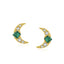 Crescent Moon Stud Earrings with Emerald Green CZ Stones– 925 Silver
