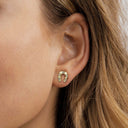 Horse Shoe Gold CZ Stud Earrings – Dainty & Hypoallergenic.