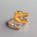 Two-Tone Open Wrap Ring – Adjustable, Waterproof & Hypoallergenic.