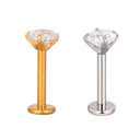 Titanium Flat Back Earrings – Internally Threaded 16G CZ Studs.