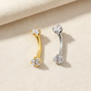 CZ Double-Sided Threadless Curved Piercing Bar – 16G.