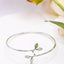 Opal Green Bud Leaf Silver Bangle Bracelet