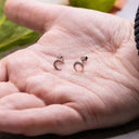 Tiny Moon Gold CZ Studs | 18K Gold Over Sterling Silver.