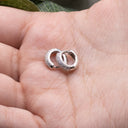 Tiny Pave Huggie Hoop Earrings - 7mm with Pave CZ gemstones.