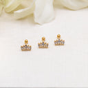 Gold 16g Cartilage Piercing Earrings – Screw Ball set with sparkling stones, perfect for building your stack.