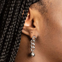 Gold Chainlink Earrings with Ball Charm – 18K Hypoallergenic Jewellery.
