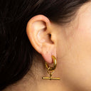 14K Gold T-Bar Hoop Earrings – Waterproof & Hypoallergenic
