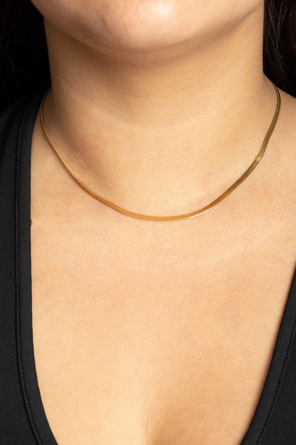 Gold Snake Bone Chain- Snake Chain Necklace, Gold Plated Necklace, Flat Snake Chain Necklace