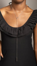 Silver Y Circle Lariat Necklace – Adjustable Minimalist Bar Necklace.