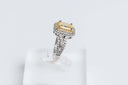 2ct Canary Yellow Moissanite Halo Ring – Sterling Silver & Pavé Setting.