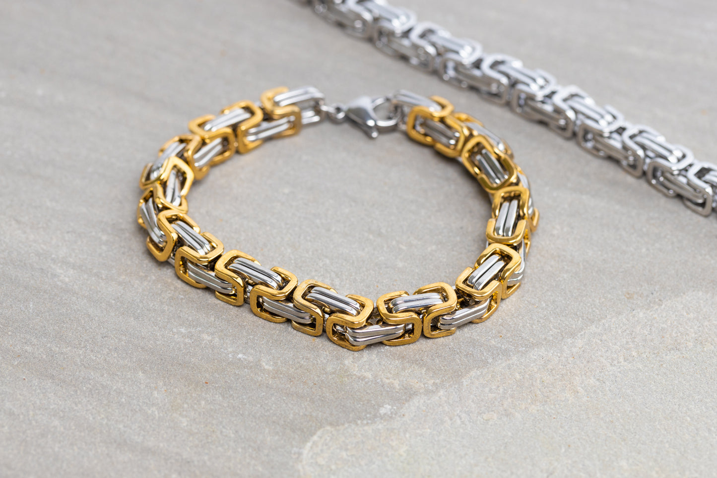 Men’s Bracelet~ Stainless Steel Chunky Men’s Silver and Gold bracelet