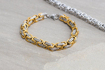 Men’s Bracelet~ Stainless Steel Chunky Men’s Silver and Gold bracelet