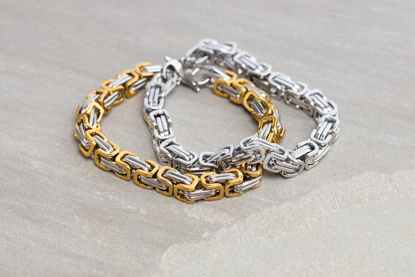 Men’s Bracelet~ Stainless Steel Chunky Men’s Silver and Gold bracelet