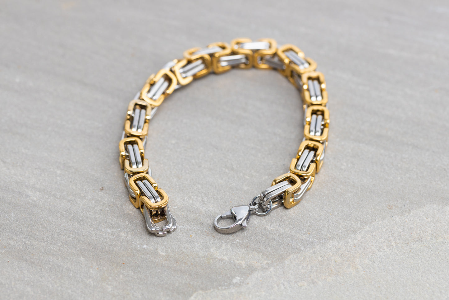 Men’s Bracelet~ Stainless Steel Chunky Men’s Silver and Gold bracelet