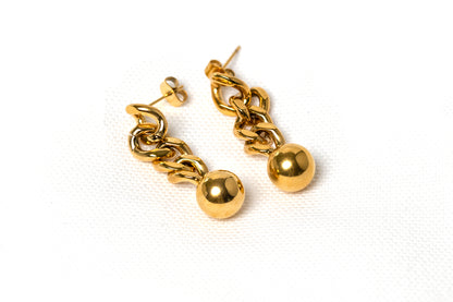 Dangly Ball Chain-link Drop Earrings- Stylish Well made Chain Earrings With an Attachment Ball