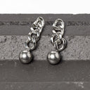 Gold Chainlink Earrings with Ball Charm – 18K Hypoallergenic Jewellery.