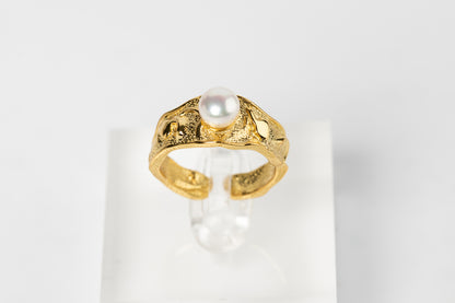 Statement Pearl Dome Ring | Antique Gold Ring | Ella and Faith London