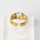 Adjustable Freshwater Pearl Ring – 18K Gold Plated Statement Jewellery.