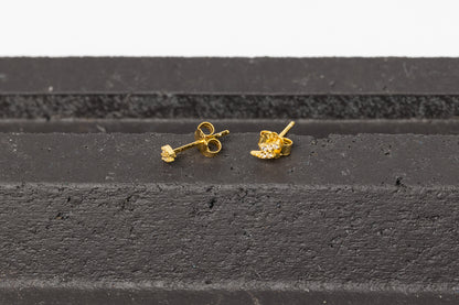 Crystal Earrings~  Gold Tiny Lightning Bolt Earrings 925 Sterling Silver