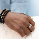Titanium Two-Tone Wedding Band – Comfort Fit, Hypoallergenic & Durable.