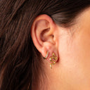 Illusion Crystal Huggie Hoops – 18K Gold Over 925 Silver, CZ Stones.