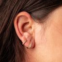 Illusion Crystal Huggie Hoops – 18K Gold Over 925 Silver, CZ Stones.