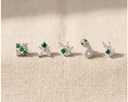 Emerald Green & White CZ Tragus Earrings 16G – Gold 316L Stainless Steel Studs
