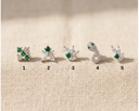 Emerald Green & White CZ Tragus Earrings 16G – Gold 316L Stainless Steel Studs