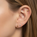 18K Gold Flat Back Earrings 16G – Internally Threaded CZ Cartilage & Tragus Studs