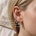 Model showing options of Mini Clicker Hoop Earrings 16G – Gold CZ Rook Cartilage & Tragus Piercing, neutral background 