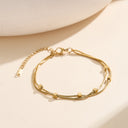 Avery Double Chain Square Bead Anklet