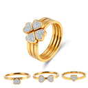 Gold Heart Cluster Stackable Ring Set