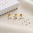 Sterling Silver Flat Back Stud Earrings 16G – CZ Internally Threaded Cartilage & Tragus