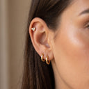 Triple Stone Heart CZ Stud