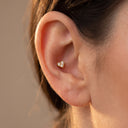 Triple Stone Heart CZ Stud