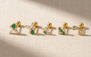 Emerald Green & White CZ Tragus Earrings 16G – Gold 316L Stainless Steel Studs