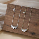 5-Stone CZ Crown Necklace – Dainty, Hypoallergenic, 925 Silver.