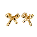 Gold bow-shaped earrings on a white background